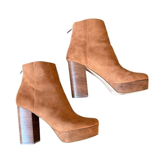 Steve Madden Gusty Platform Ankle Chunky Heeled Booties in Tan Womens Size 9.5 - Picture 5 of 12